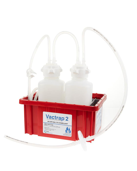 Vactrap2™, HDPE (Bleach-Compatible), 1L + 1L, Red Bin, 1/4" ID Tubing