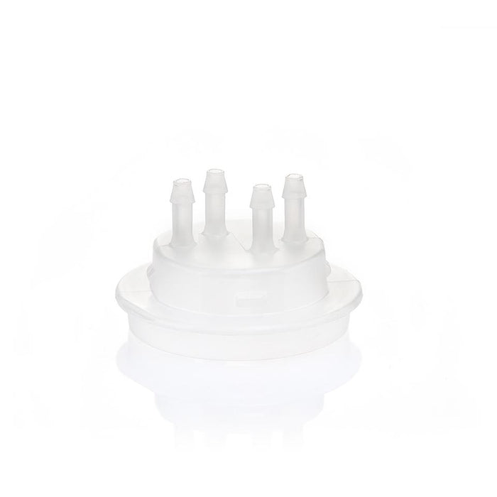 EZBio® GL45 Open Cap & Molded 4x 1/8" HB, Natural PP for Plastic Bottles