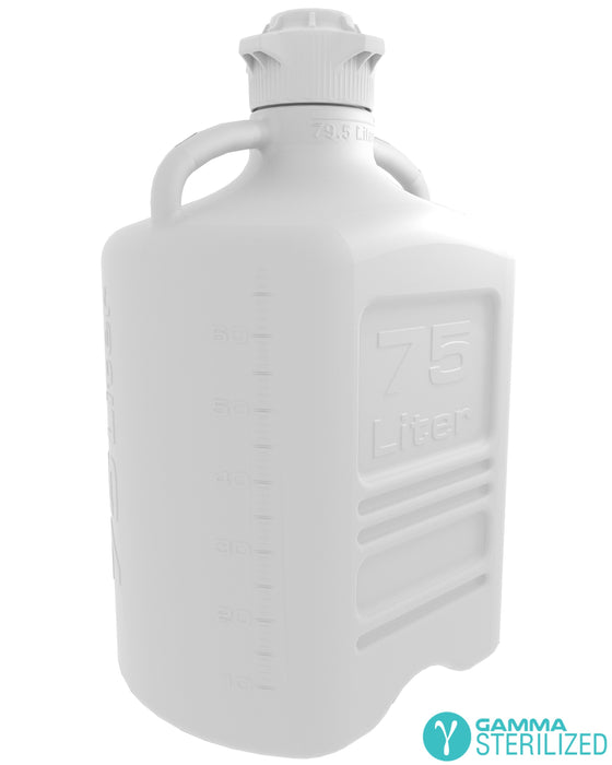 EZBio® 75L (20GAL) HDPE Carboy with VersaCap® 120mm, Double Bagged, Gamma Sterilized