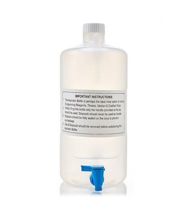 EZLabpure™ Aspirator Bottle 10 L, PP, White Cap With Spigot, 1/EA