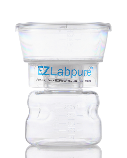 EZLabpure™ Sterile Bottle Top Filter Unit, 0.2 µm PES Membrane, 250 mL – Pack of 12