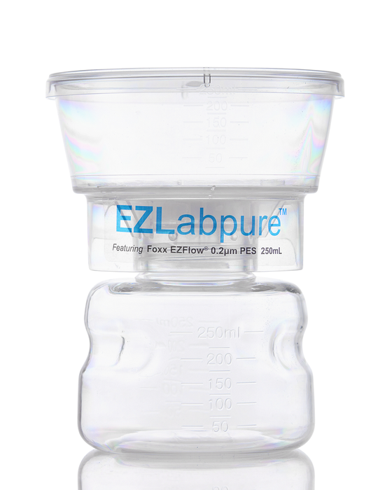 EZLabpure™ Sterile Bottle Top Filter Unit, 0.2 µm PES Membrane, 250 mL – Pack of 12