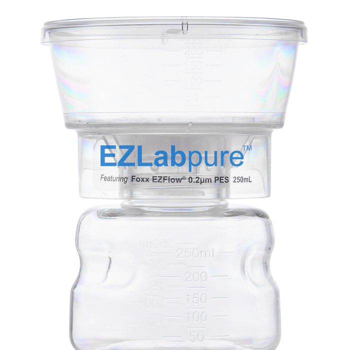 EZLabpure™ Sterile Bottle Top Filter Unit, 0.2 µm PES Membrane, 250 mL – Pack of 12