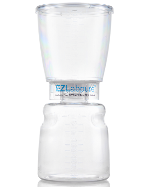 EZLabpure™ Sterile Bottle Top Filter Unit, 0.2 µm PES Membrane, 1,000 mL – Pack of 12