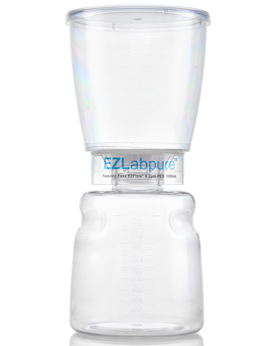 EZLabpure™ Sterile Bottle Top Filter Unit, 0.2 µm PES Membrane, 1,000 mL – Pack of 12