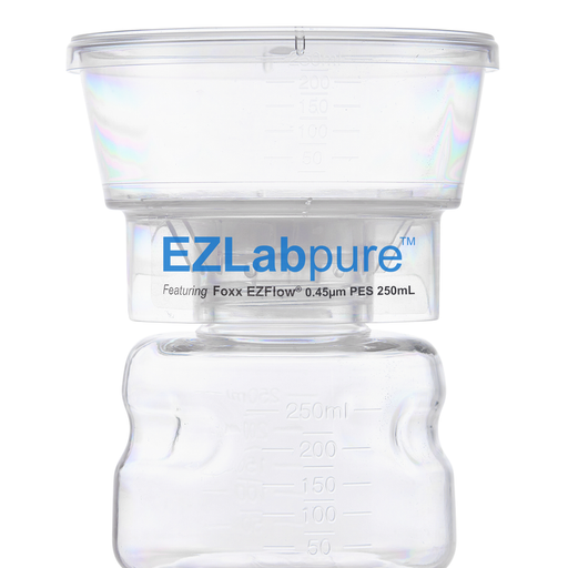 EZLabpure™ Sterile Bottle Top Filter Unit, 0.45 µm PES Membrane, 250 mL – Pack of 12