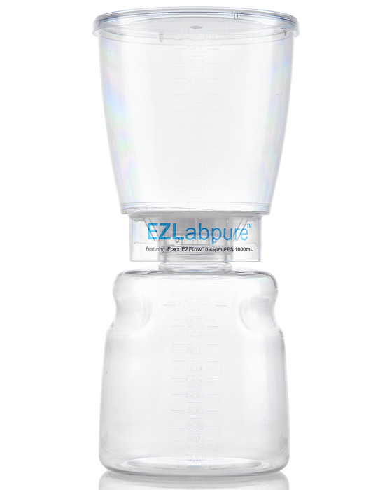 EZLabpure™ Sterile Bottle Top Filter Unit, 0.45 µm PES Membrane, 1,000 mL – Pack of 12