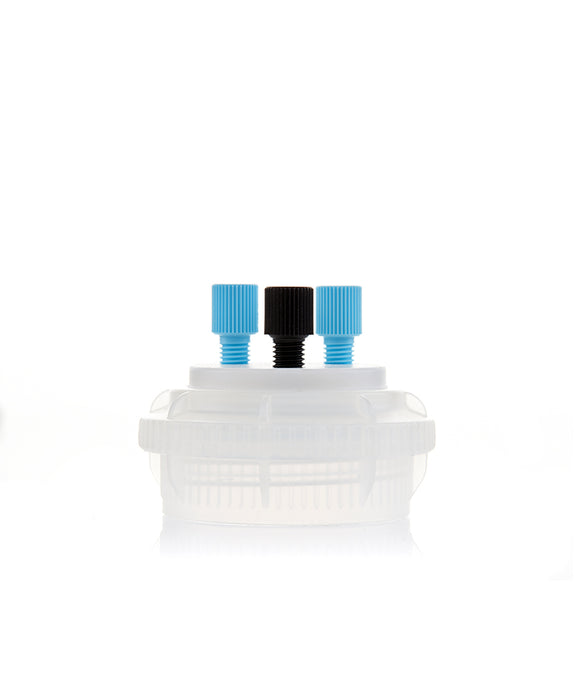 ChromCap 100 HPLC Cap Assy, GL45, for 1/8"(3.2mm) and 1/16"(1.6mm) OD Tubing  Adapter w Vent Hole, 3 Ports