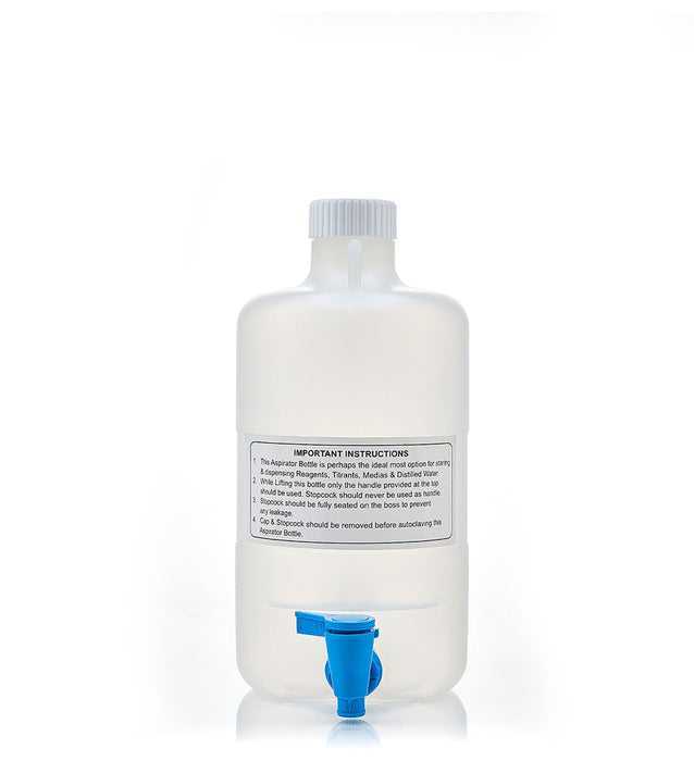 EZLabpure™ Aspirator Bottle 5 L,  PP, White Cap With Spigot, 1/EA