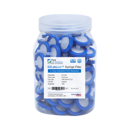 EZlabpure 33mm Syringe Filters – 0.22µm Hydrophilic PVDF Membrane, Non-Sterile for Analytical Filtration  Foxx Life Sciences | img_1 | Foxx Life Sciences India | FoxxLifeSciences.in
