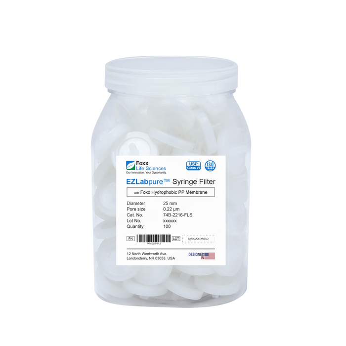 EZlabpure 25mm Syringe Filters – 0.22µm PP Membrane, Non-Sterile for Solvent & Aqueous Sample Prep  Foxx Life Sciences | img_1 | Foxx Life Sciences India | FoxxLifeSciences.in
