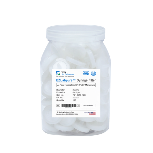 EZlabpure 25mm Syringe Filters – 0.45µm Hydrophilic PVDF w/ GF Prefilter, Non-Sterile  Foxx Life Sciences | img_1 | Foxx Life Sciences India | FoxxLifeSciences.in