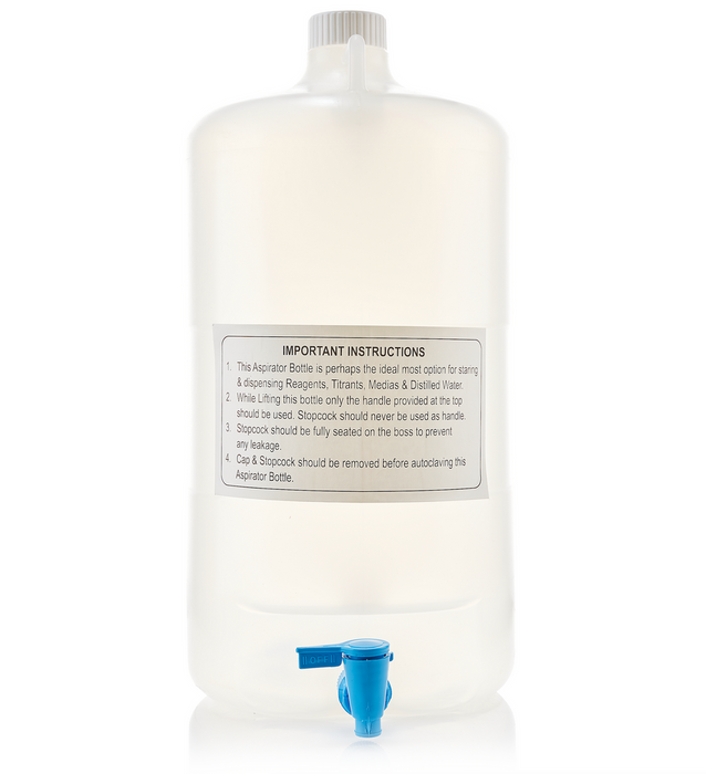 EZLabpure™ Aspirator Bottle 20 L, PP, White Cap With Spigot, 1/EA