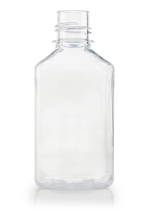 EZBio® Titanium Square Media Bottle, PETG, 38-430mm White Cap, 500ml, Non Sterile, No Cap , 48/CS