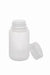 White plastic bottle with cap on a white background