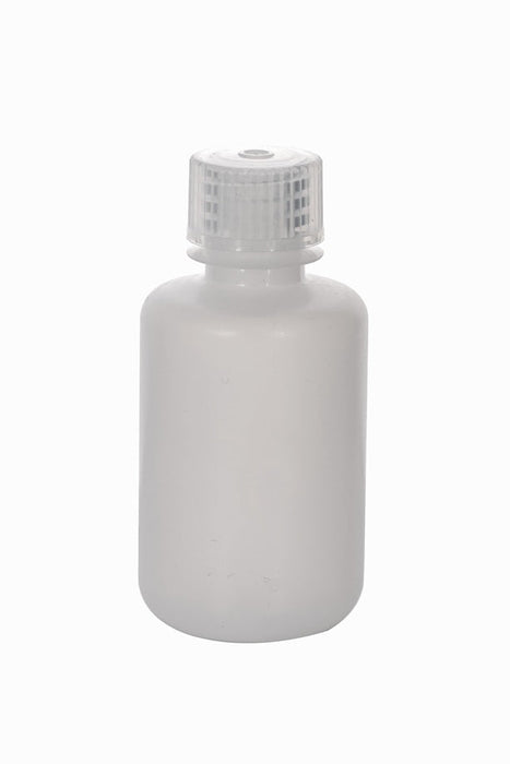 White plastic bottle with cap on a white background