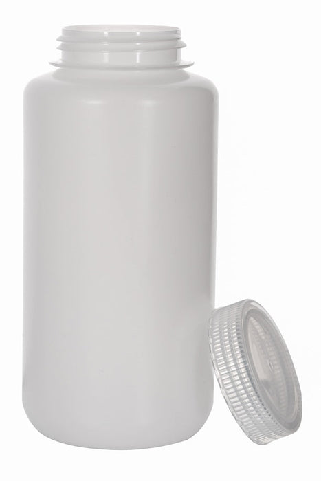 White plastic bottle with a cap on a white background