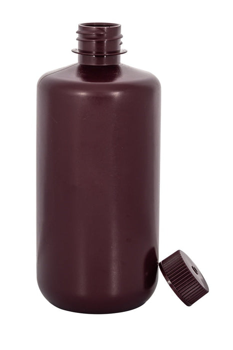 Brown bottle with a cap on a white background