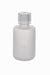 Clear plastic bottle with a white cap on a white background