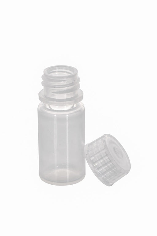 Clear plastic bottle with cap on a white background
