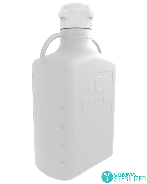 EZBio® 10L (2.5 GAL) PP Carboy with VersaCap® 83B, Double Bagged, Gamma Sterilized
