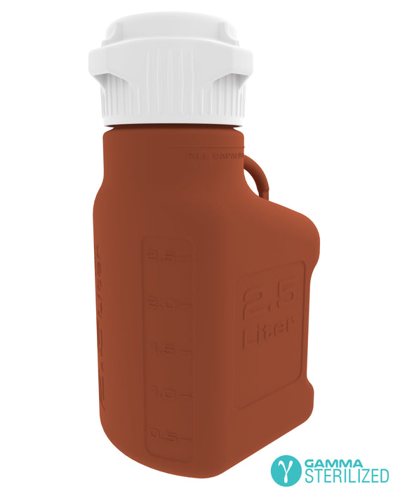 EZBio® 2.5L (0.5 GAL) Amber HDPE Carboy with VersaCap® 83B, Double Bagged, Gamma Sterilized