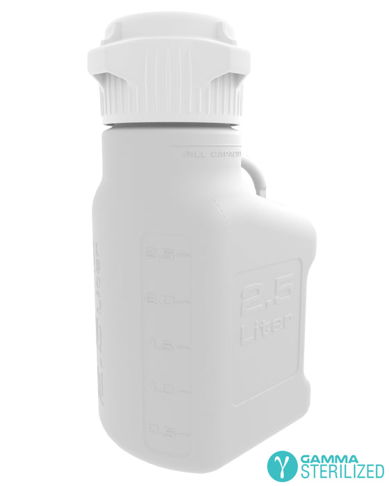 EZBio® 2.5L (0.5 GAL) HDPE Carboy with VersaCap® 83B, Double Bagged, Gamma Sterilized