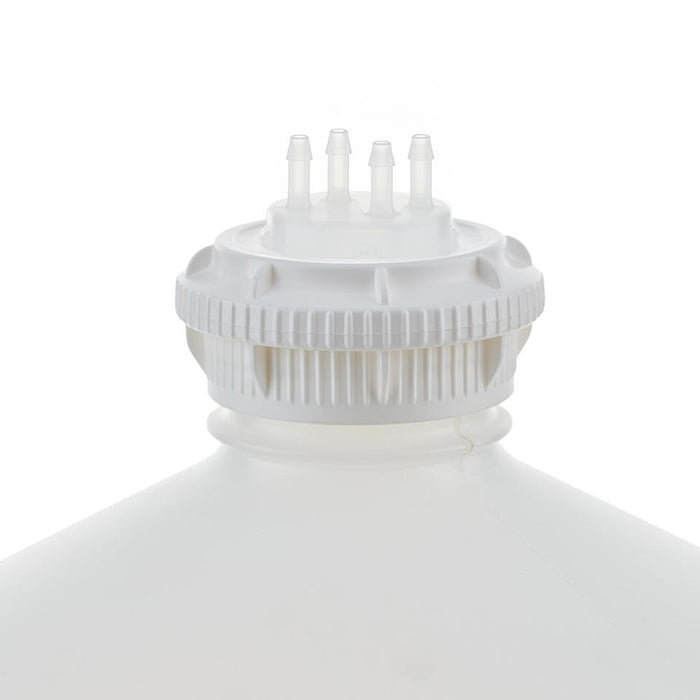 EZBio® GL45 Open Cap & Molded 4x 1/8" HB, White PP for Plastic Bottles