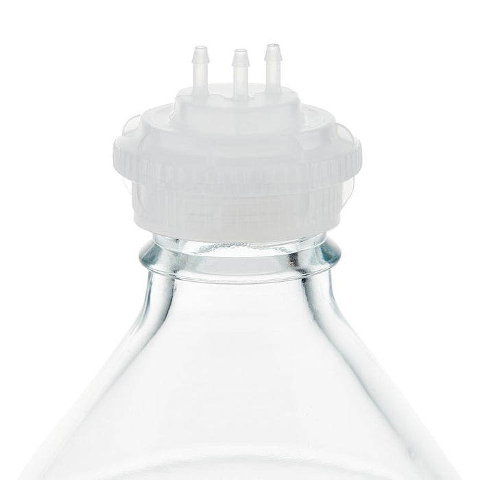 EZBio® GL45 Open Cap & Molded 3x 1/8" HB, Natural PP for Glass Bottles