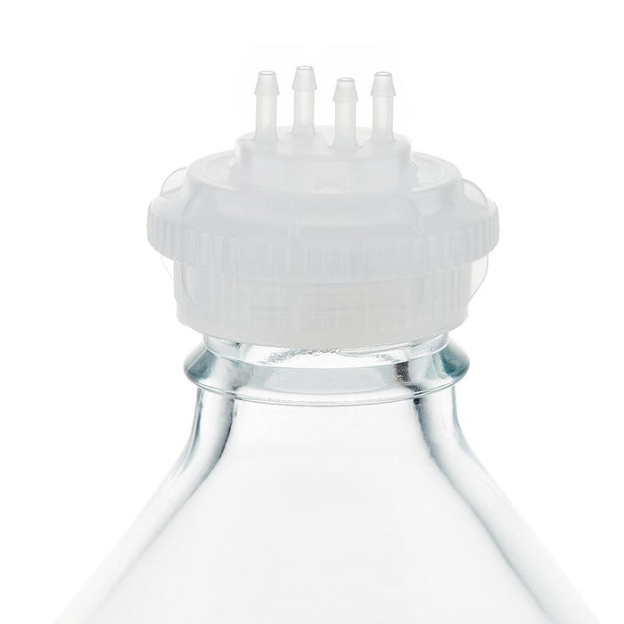 EZBio® GL45 Open Cap & Molded 4x 1/8" HB, Natural PP for Glass Bottles