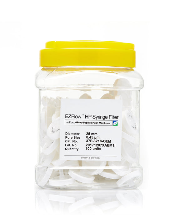 EZFlow® 25mm Syringe Filter, .45μm Hydrophilic PVDF, 100/pack