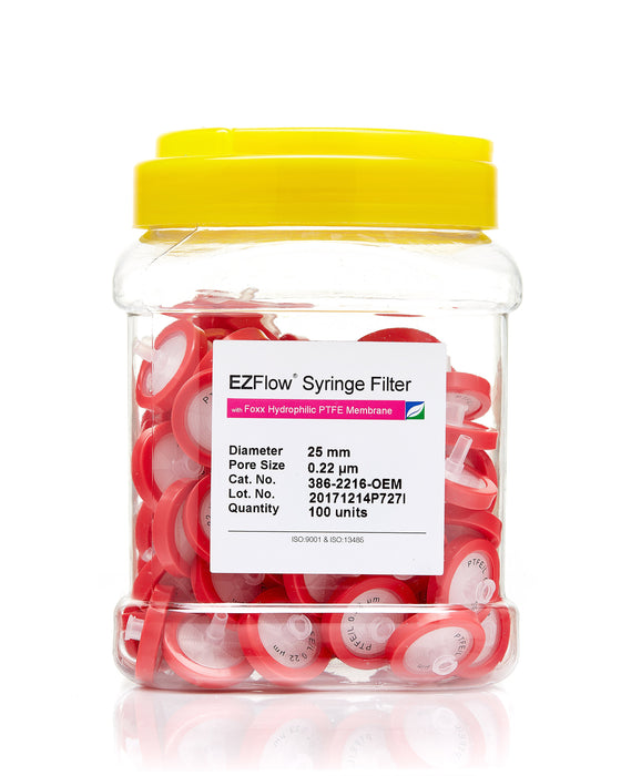 EZFlow® 25mm Syringe Filter, .2μm Hydrophilic PTFE, 100/pack