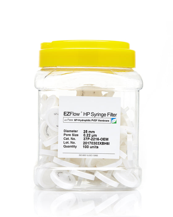 EZFlow® 25mm Syringe Filter, .2µm Hydrophilic PVDF, 100/pack