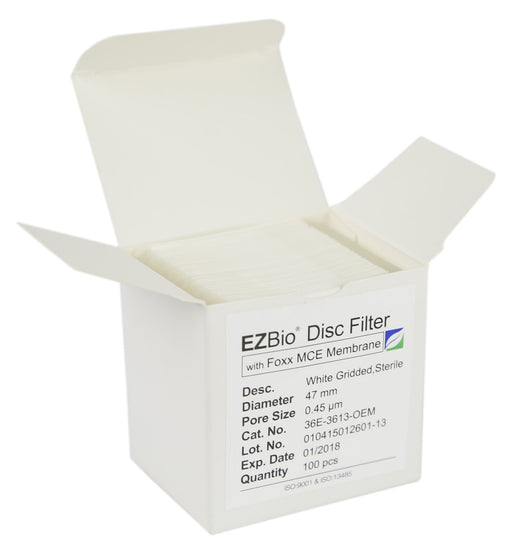 100 pack 47mm 0.45µm MCE EZBio® Gridded Disc Filter, Sterile