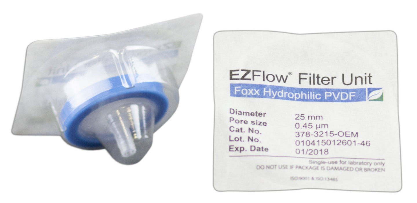 25mm Sterile Syringe Filter, .45μm Hydrophilic PVDF, 100/pack