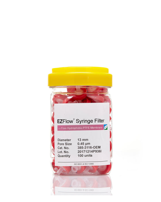 EZFlow® 13mm Syringe Filter, .45μm Hydrophobic PTFE, 100/pack
