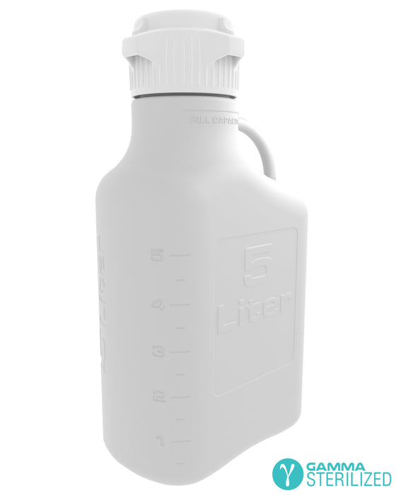 EZBio® 5L (1 GAL) HDPE Carboy with VersaCap® 83B, Double Bagged, Gamma Sterilized