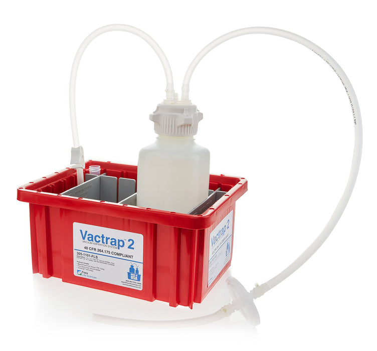 Vactrap2™, PP (Bleach-Compatible), 1L, Red Bin, 1/4" ID Tubing