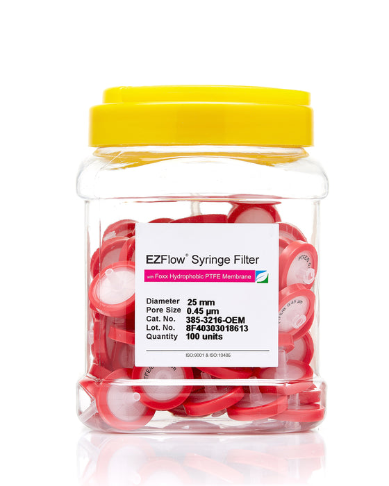 EZFlow® 25mm Syringe Filter, .45μm Hydrophobic PTFE, 100/pack
