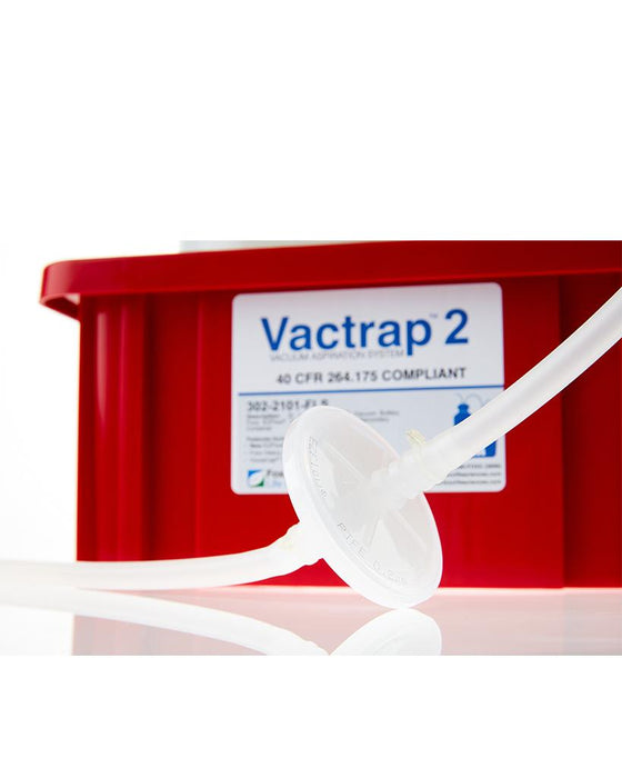 Vactrap2™, PP (Bleach-Compatible), 1L, Red Bin, 1/4" ID Tubing